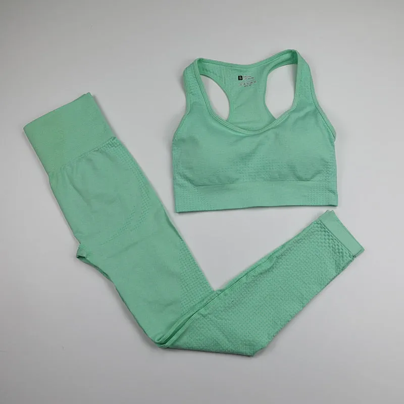 12 Colors Ombre Seamless Yoga Set with Long Sleeve Shirt