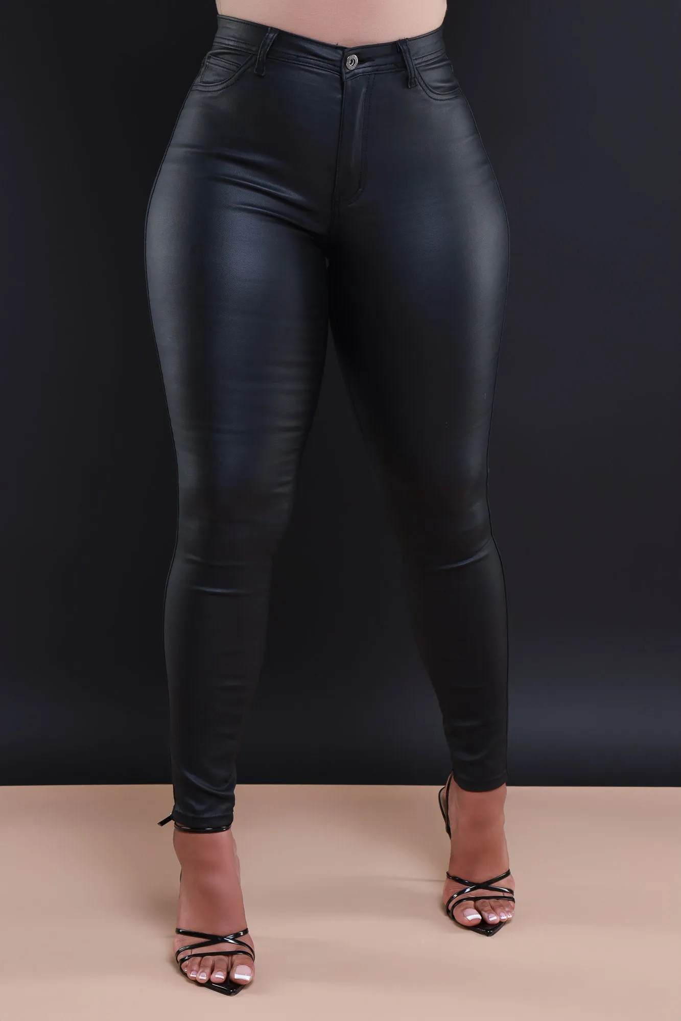 $15.99 Curve You Faux Leather High Rise Pants - Black