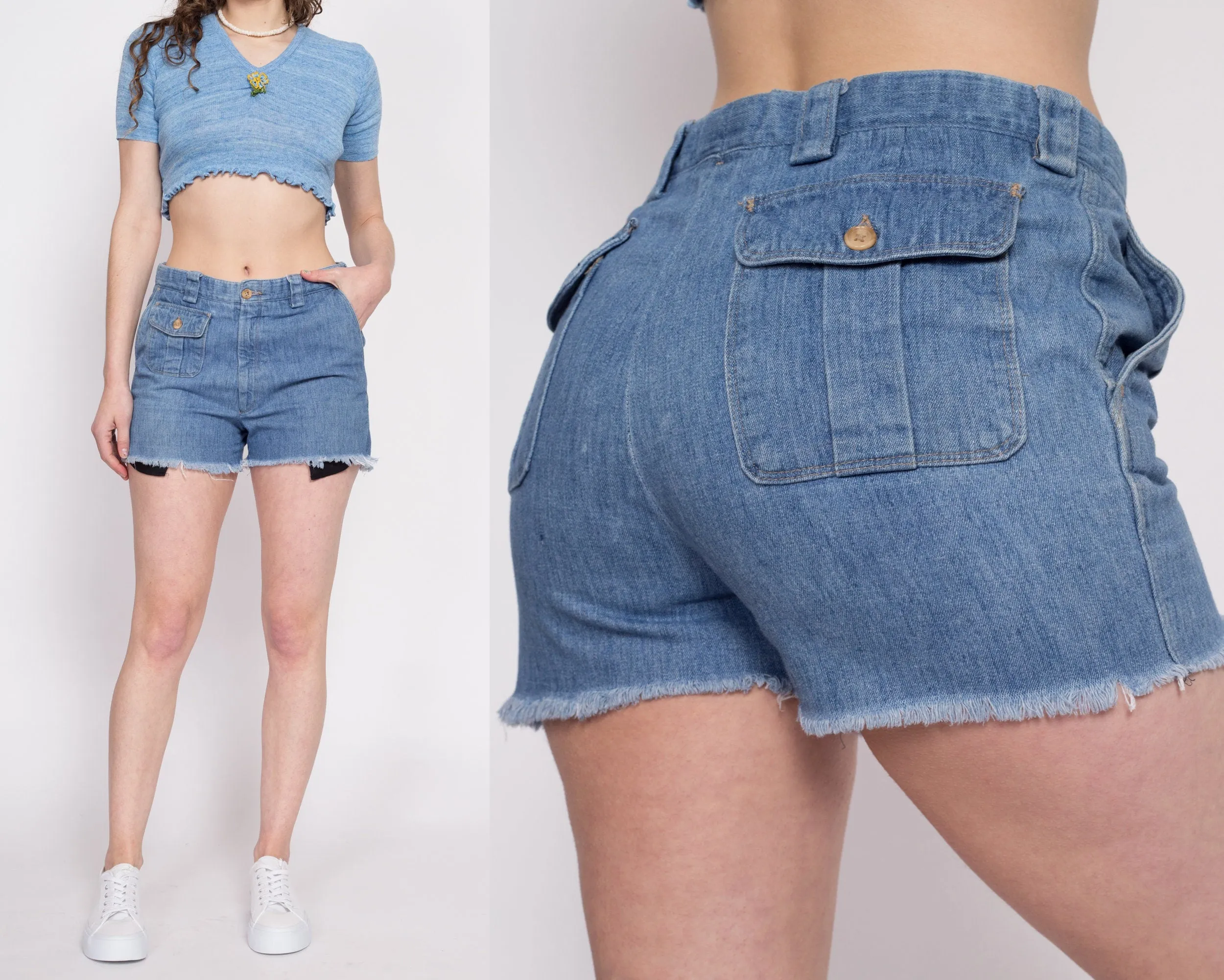 70s Denim Cargo Cut Offs - 31" Waist