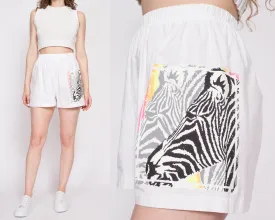 90s Zebra Graphic Cotton Shorts - Medium