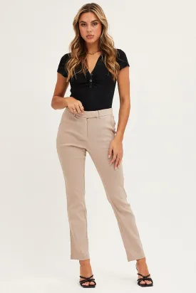 Beige Slim Pants High Rise Workwear