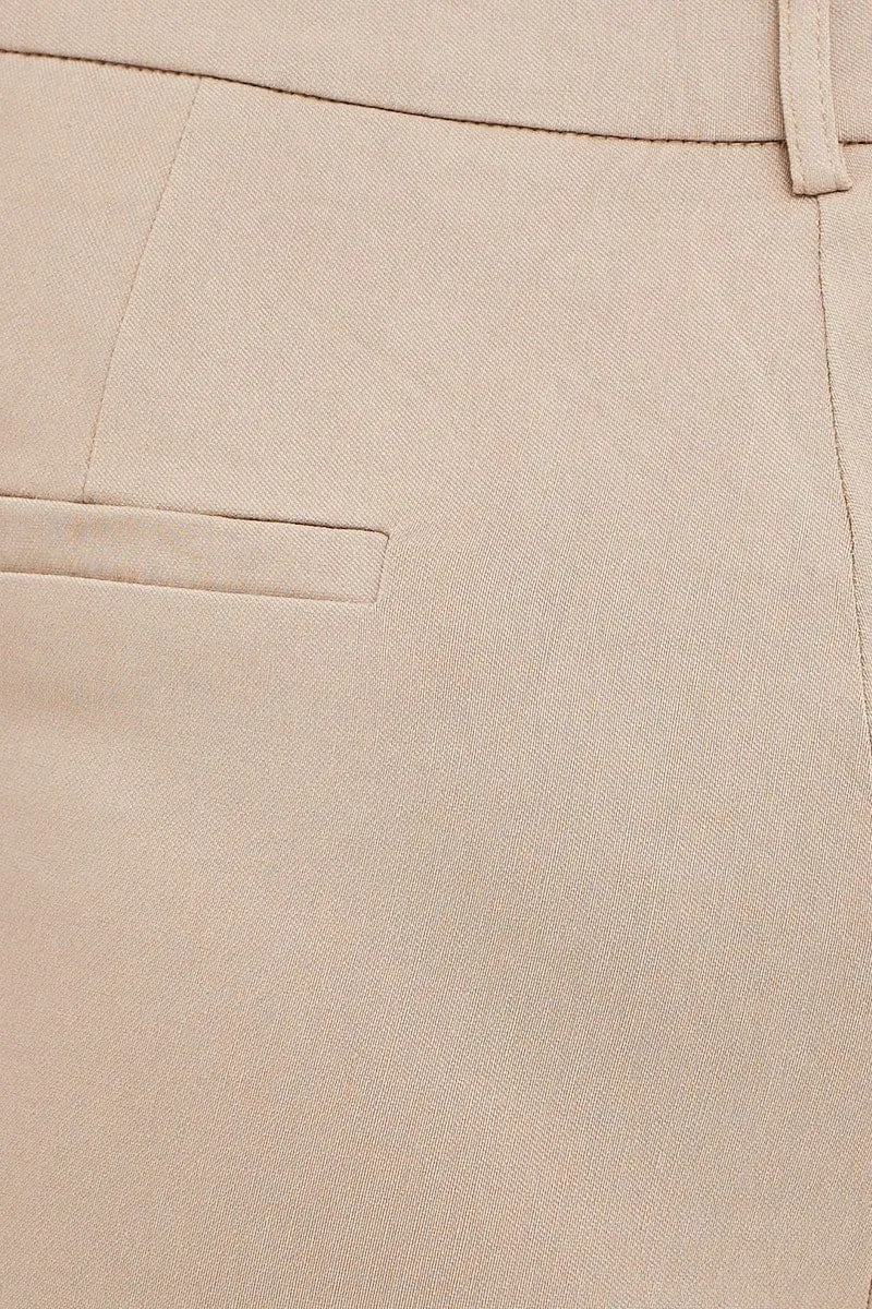 Beige Slim Pants High Rise Workwear