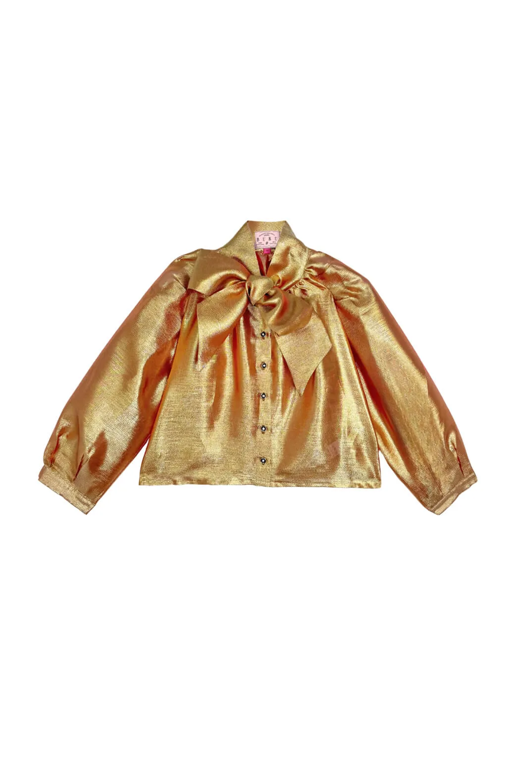 Big Bow Blouse Cropped - Gold Organza