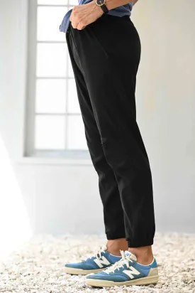 Black AO Chino Pant closed cuff bottom (Cotton Twill Stretch Fabric)