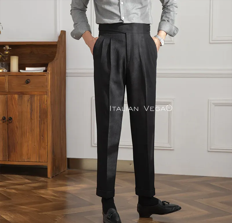 Black Corduroy Classic Formal Gurkha Pants by ITALIAN VEGA®