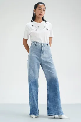 Blue Ombre Odyssey Retro Flare Stretch Jeans