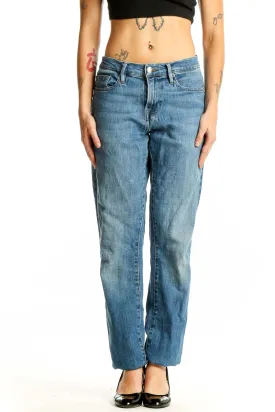 Blue Relaxed Fit Straight Leg Jeans