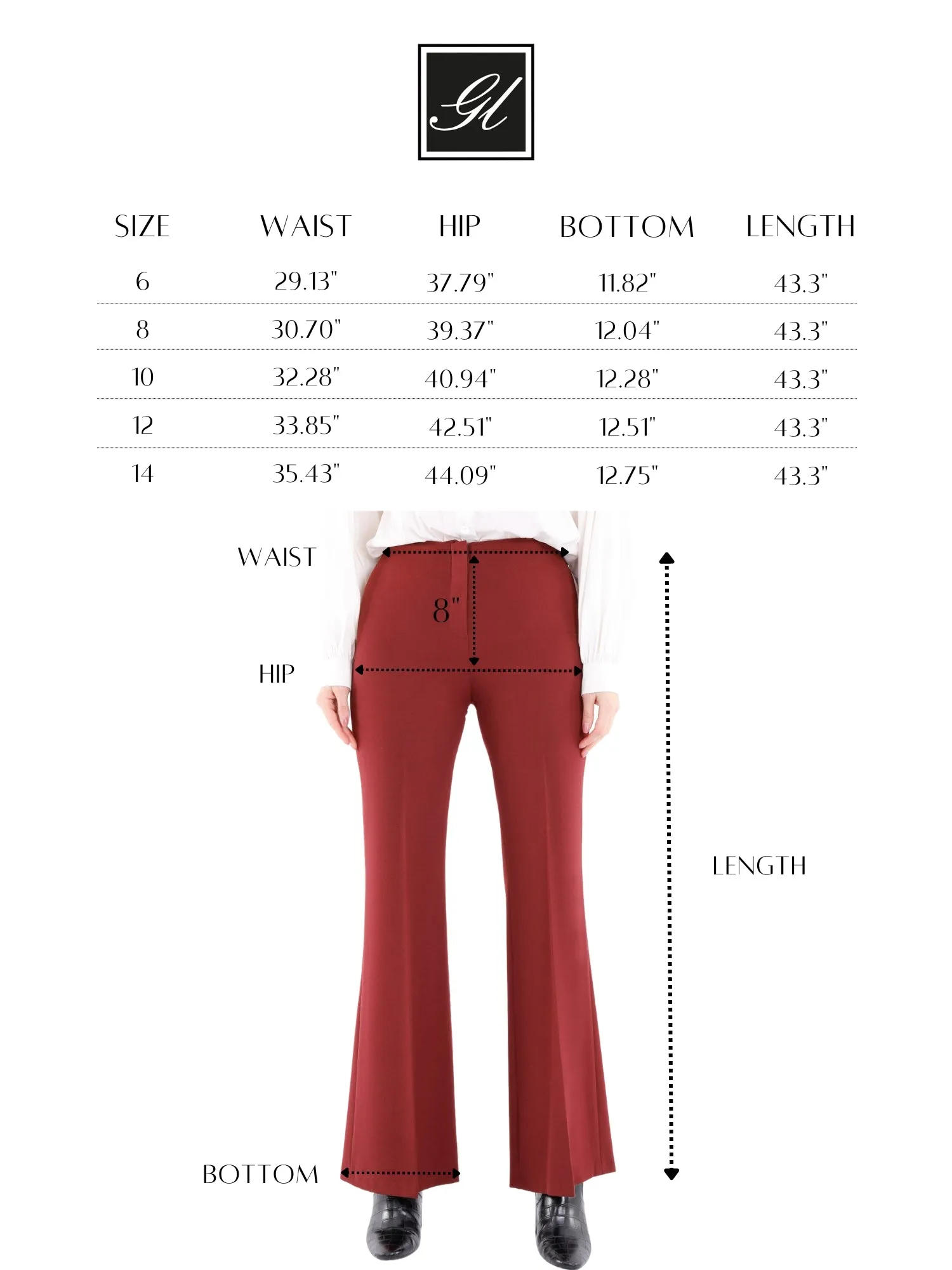 Burgundy Bootcut Pants - High Waisted Flare Trousers