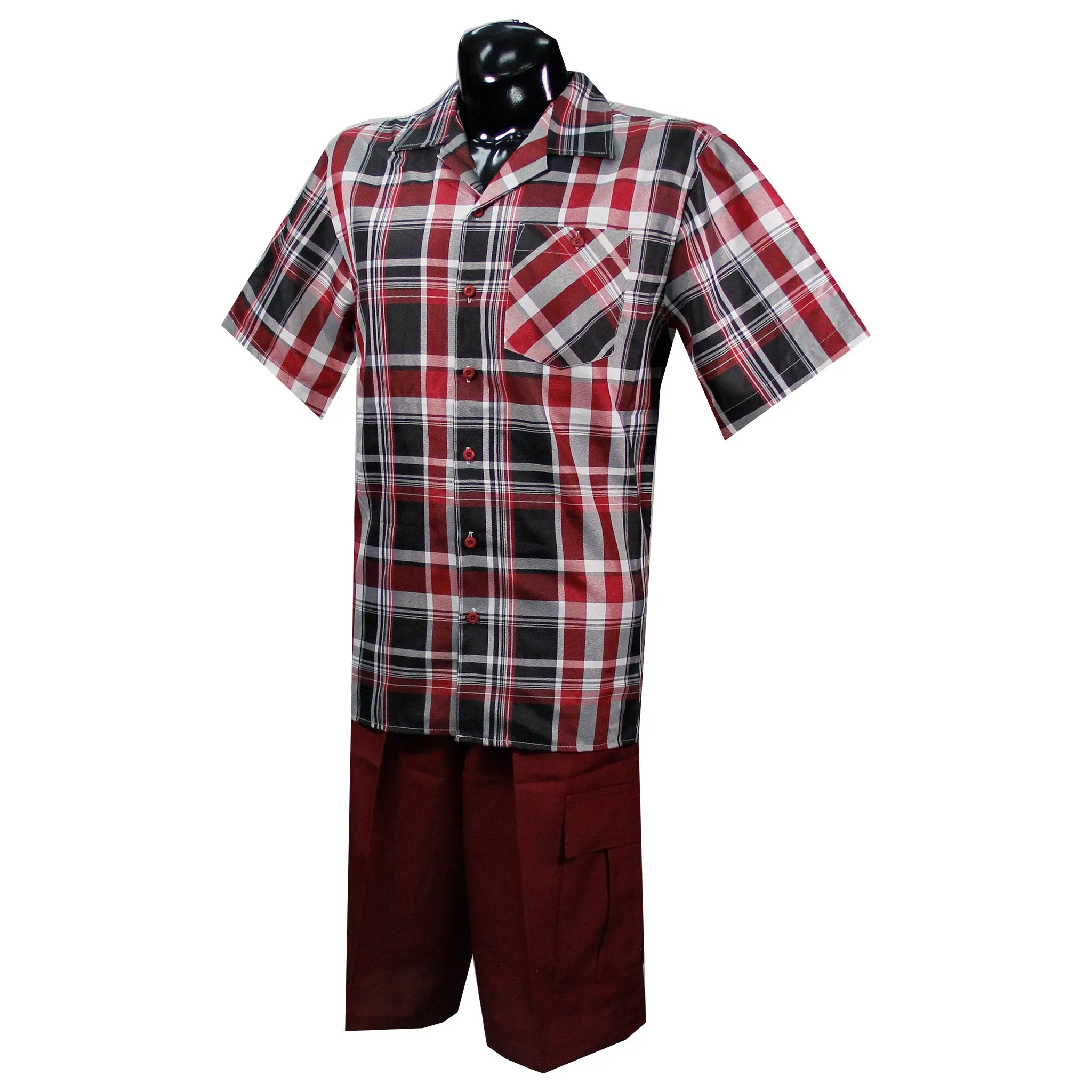 Burgundy/Grey 2PC Plaid Set