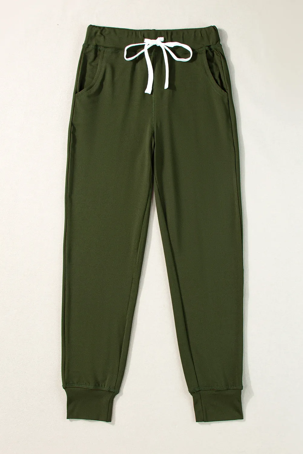 Capri Drawstring Pants with Pockets, Women's Casual Solid Trousers