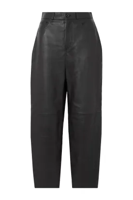 Cropped Leather Tapered Pants