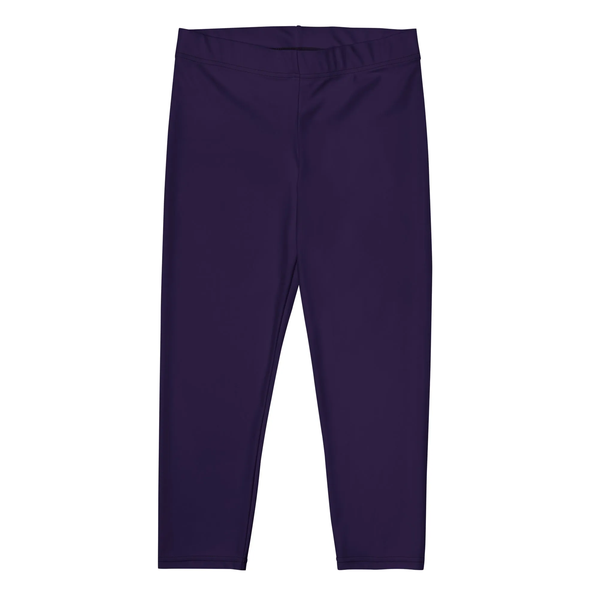 Dark Purple Solid Capri Leggings, Purple Dark Solid Color Premium Women's Capris Tights-Made in USA/EU/MX