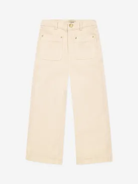 DL1961 Girls Lily Wide Leg Corduroy Trousers in White