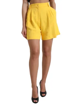 Dolce & Gabbana Yellow Viscose High Waist Bermuda Shorts