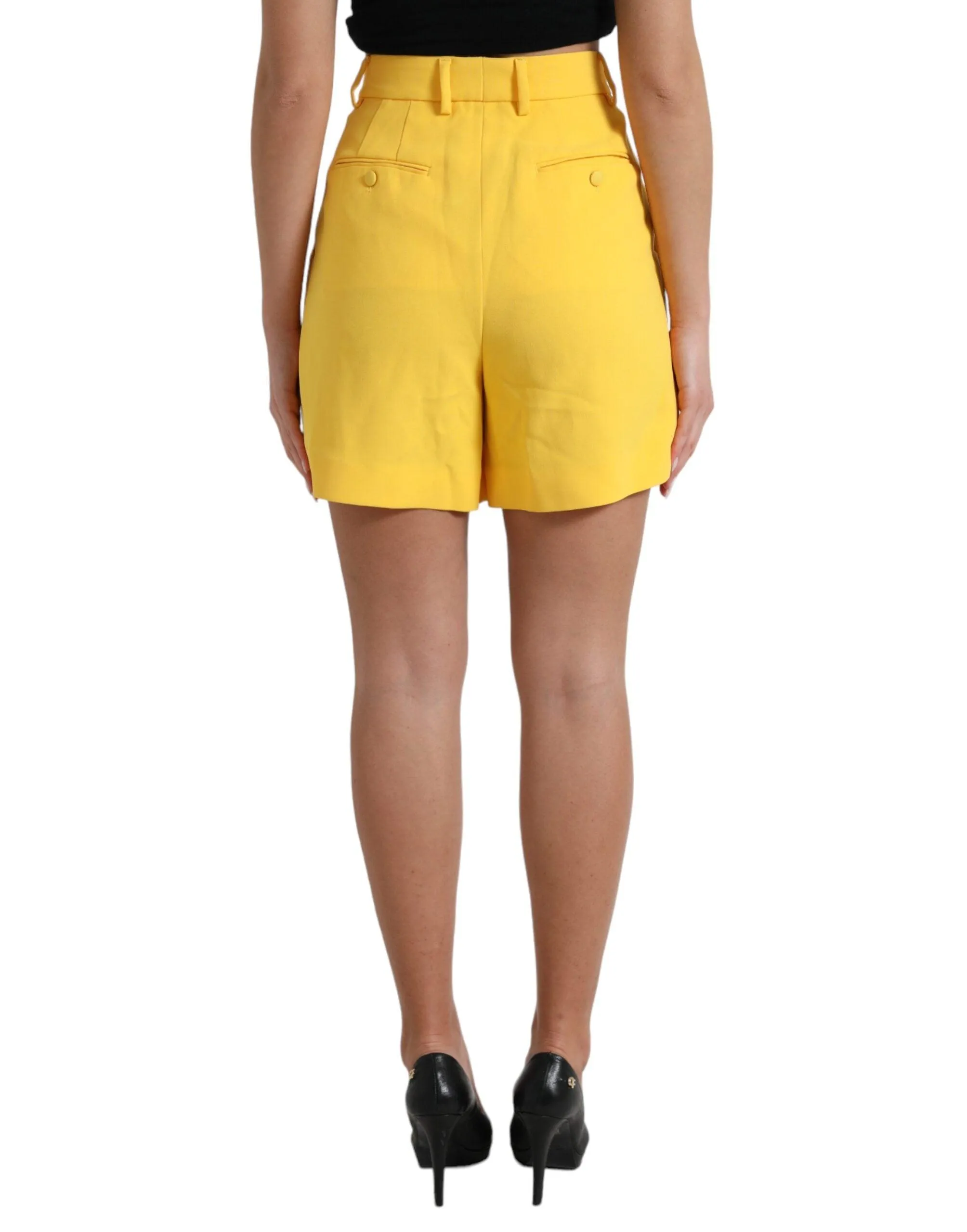 Dolce & Gabbana Yellow Viscose High Waist Bermuda Shorts