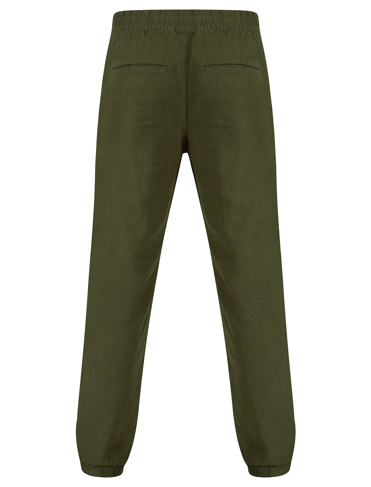 Fira Cotton Linen Comfort Fit Elasticated Waist Trousers in Olive Night - Tokyo Laundry