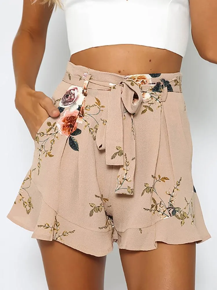 FLORAL RUFFLE SHORTS