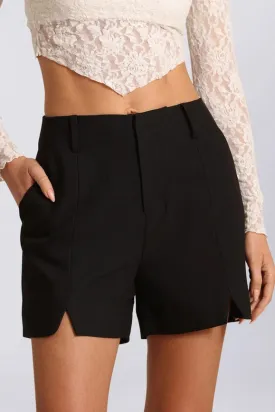 High Waist Tailored Shorts Black