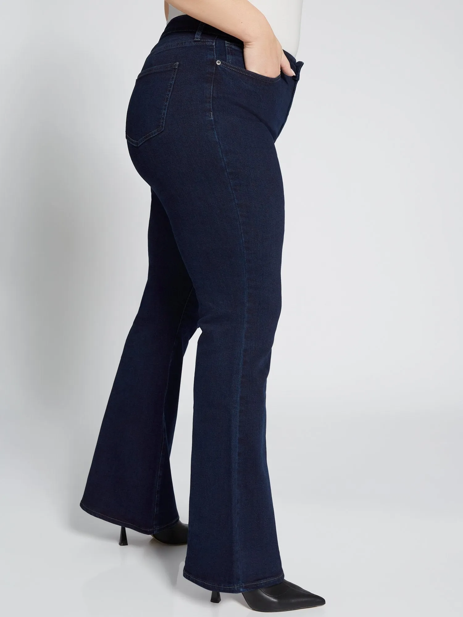 High-Waisted Flare Jeans - Dark Wash