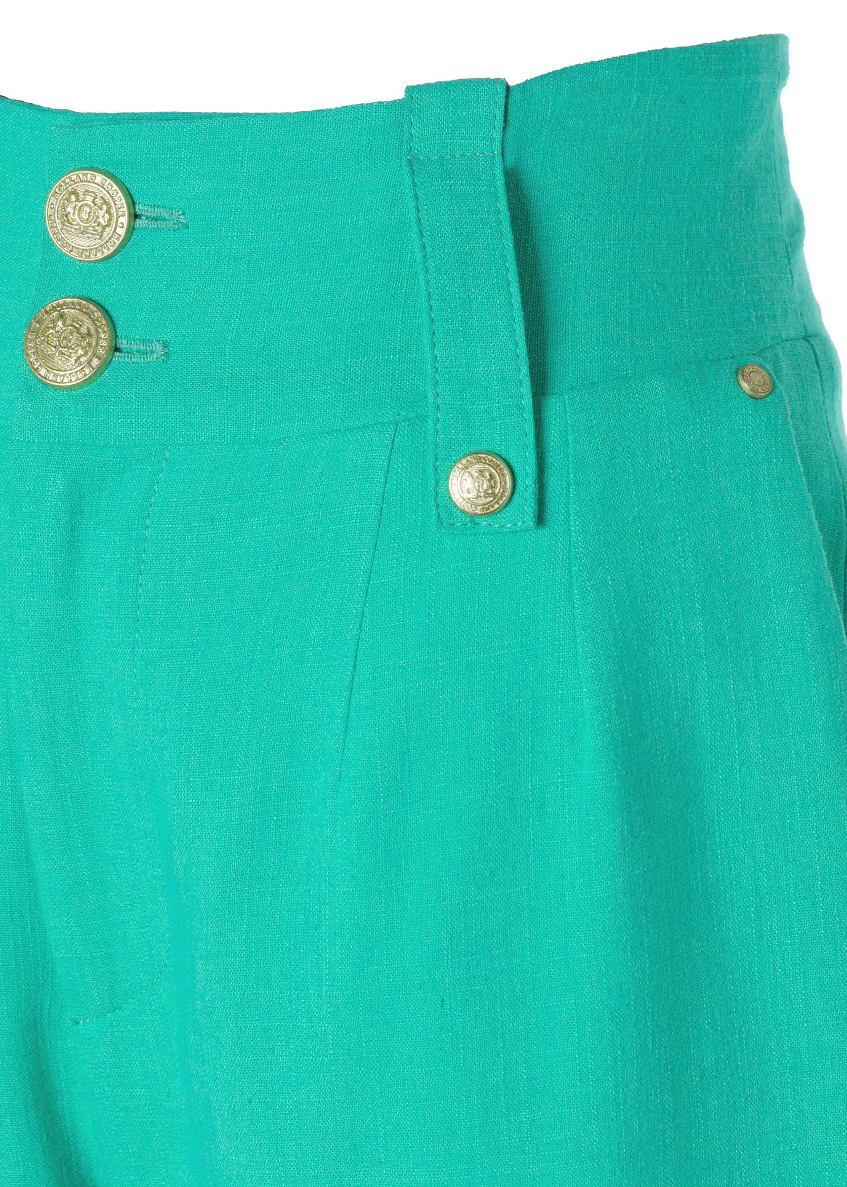 High Waisted Straight Trouser (Jade Linen)