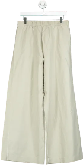 J. McLaughlin Beige Wide-Leg Linen Trousers UK 6