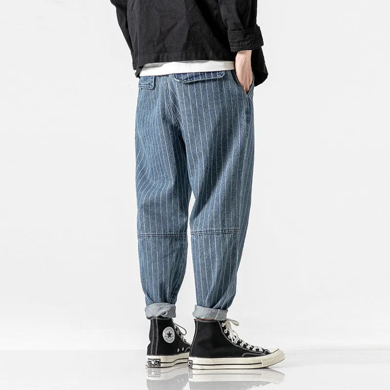 Japanese Style Loose-Fit Striped Pants