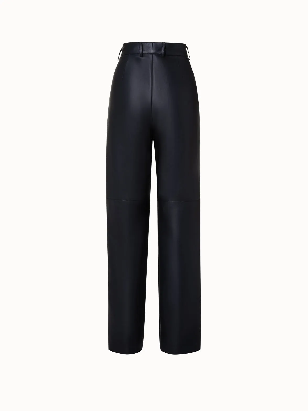 Lambskin Leather Pleated Tapered Pants