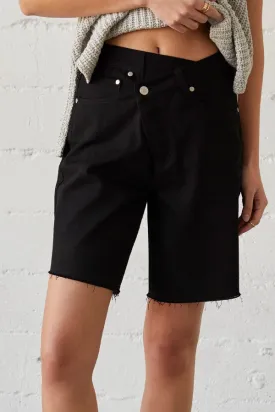 Leeor Asymmetric Waist Denim Shorts