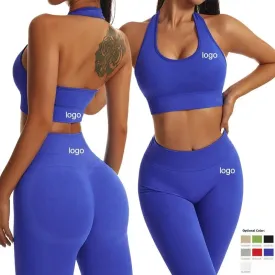 Leggings Yoga Set for Women - Seamless Bra Top and Scrunch Leggings Fitness Sport Suit