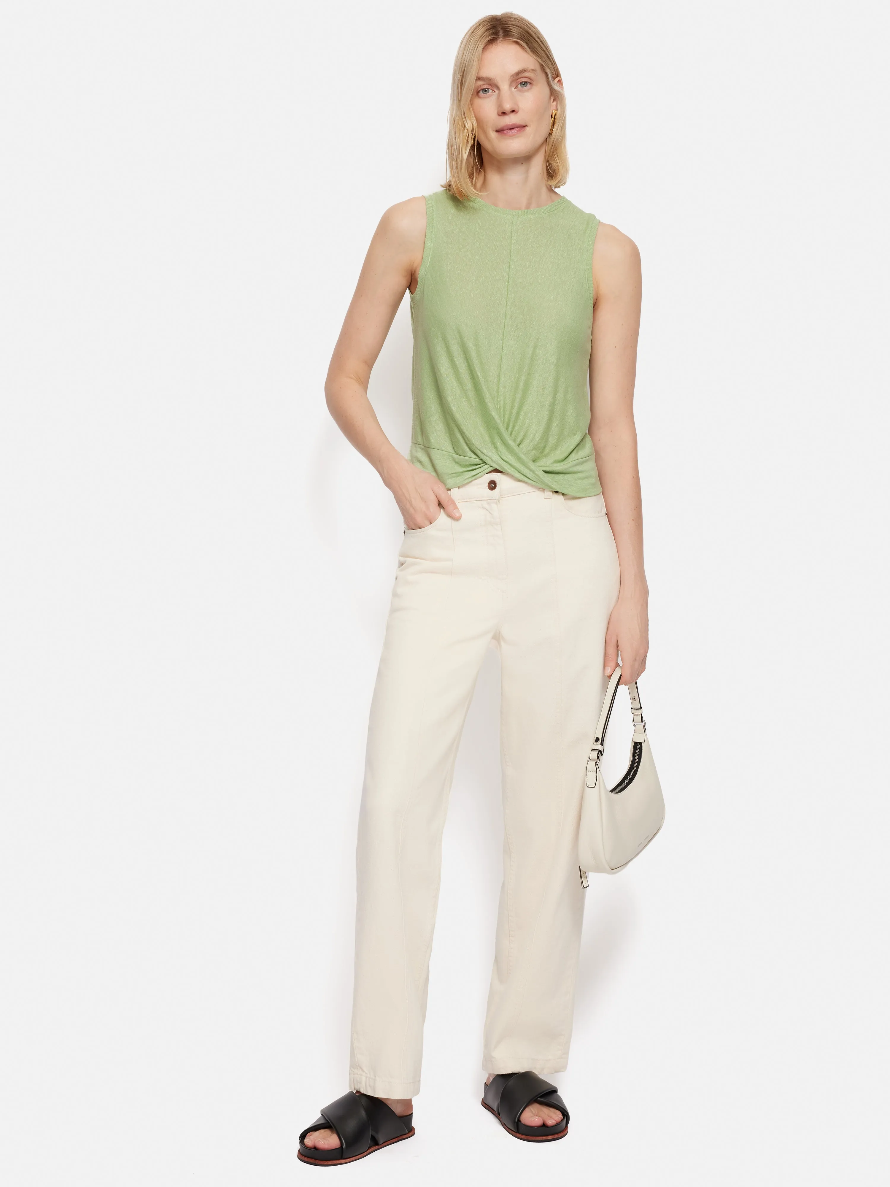 Linen Twist Front Top | Green