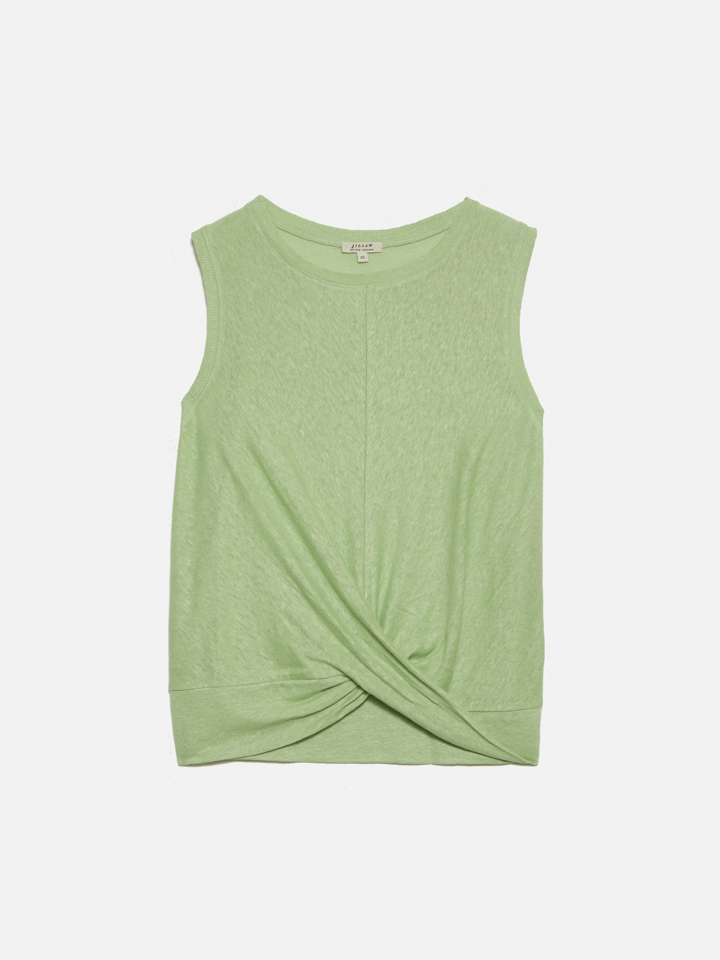 Linen Twist Front Top | Green