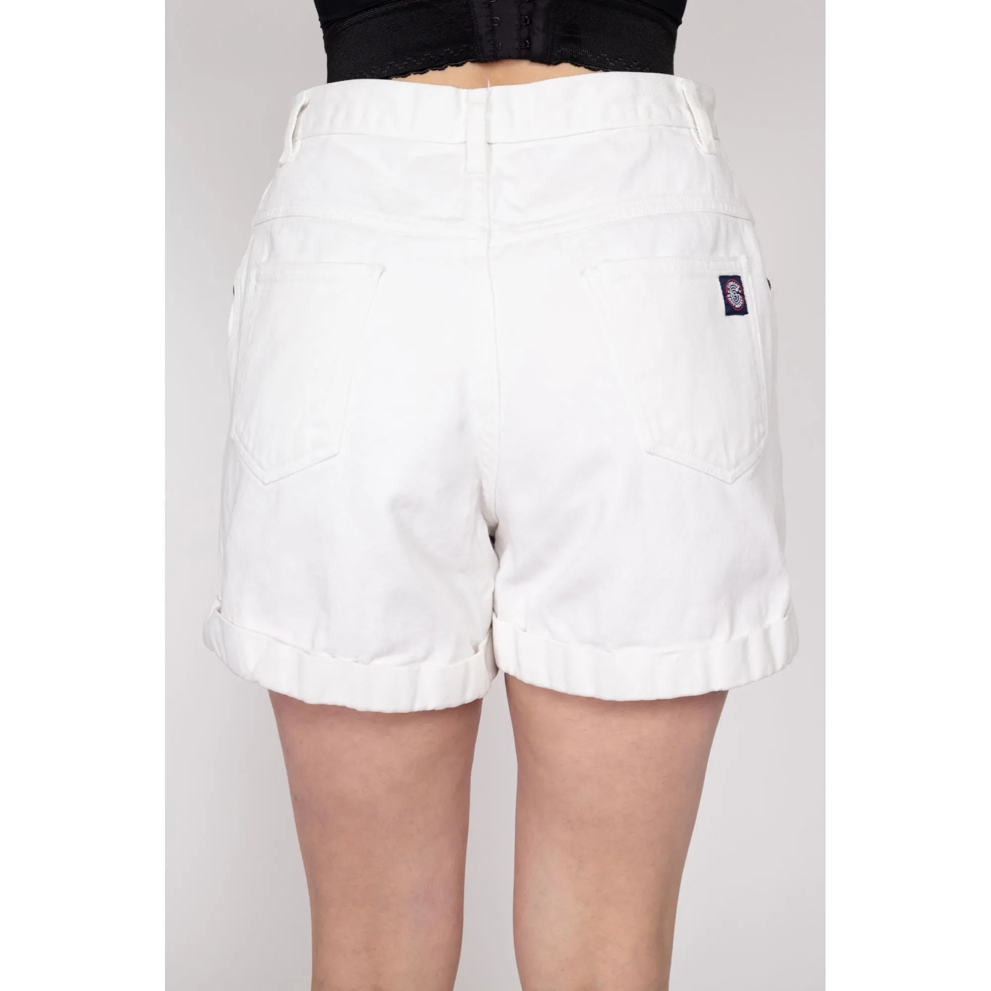 Med-Lrg 80s White Cuffed Jean Shorts 30.5"