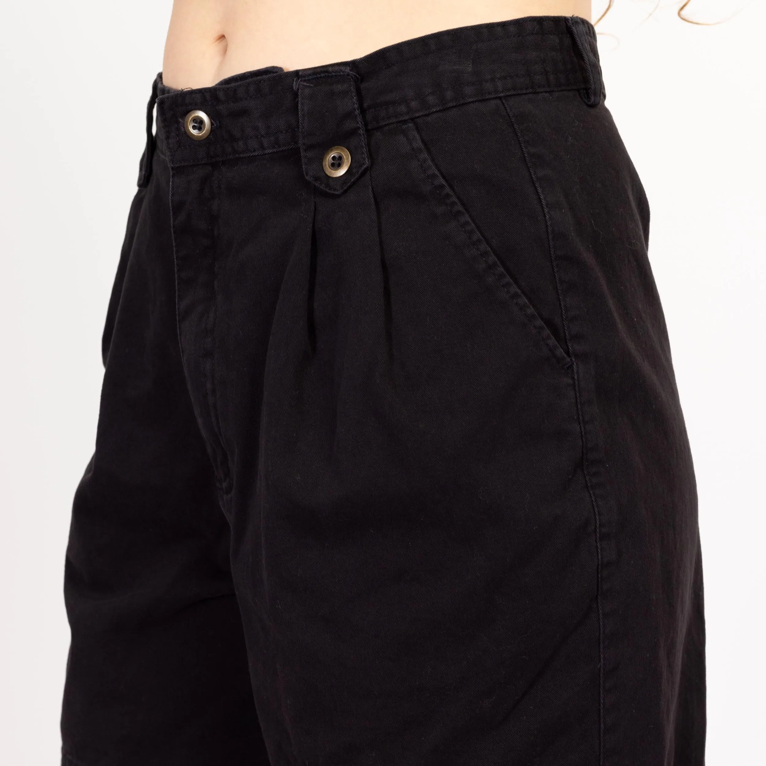 Medium 90s High Waisted Black Cotton Shorts 28"