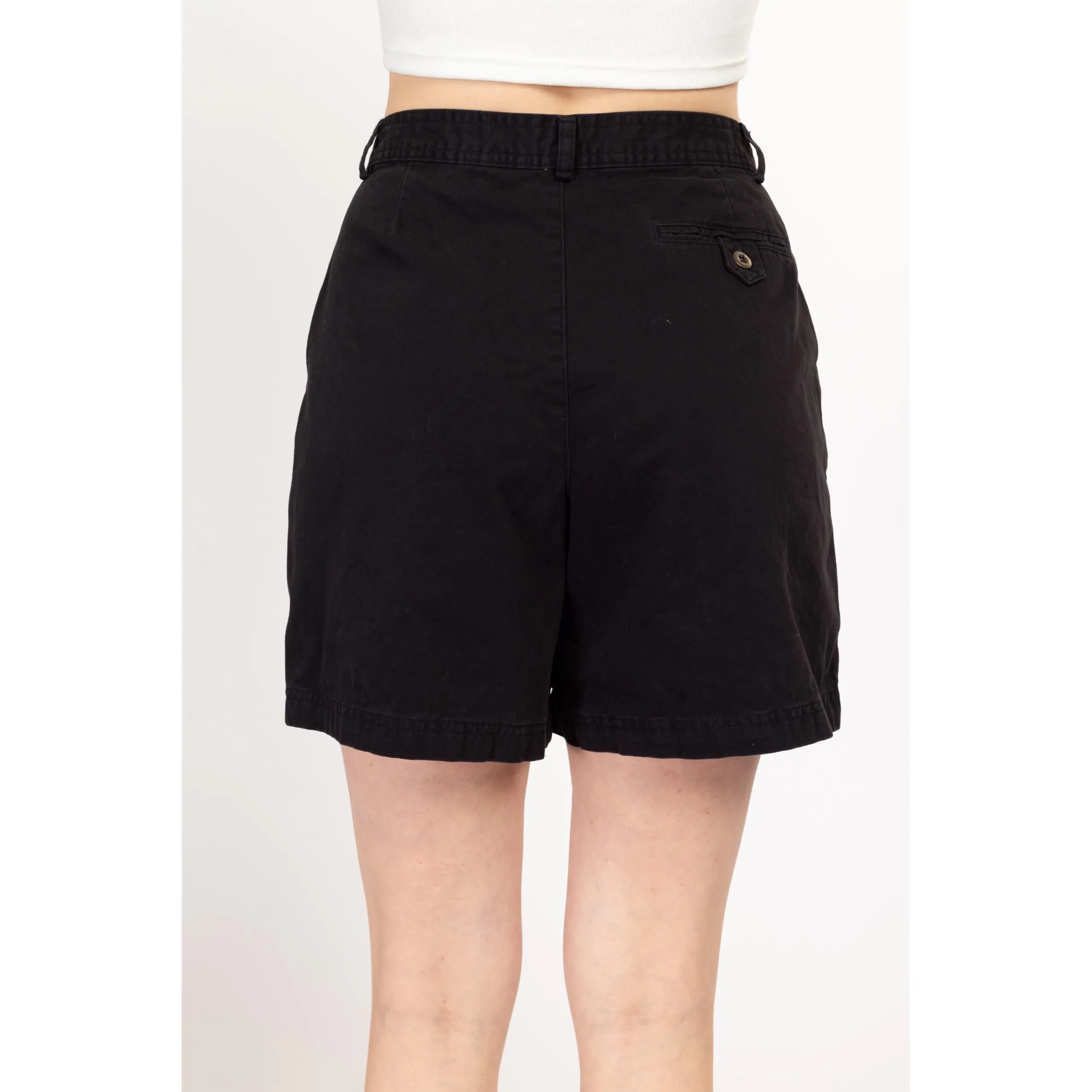 Medium 90s High Waisted Black Cotton Shorts 28"