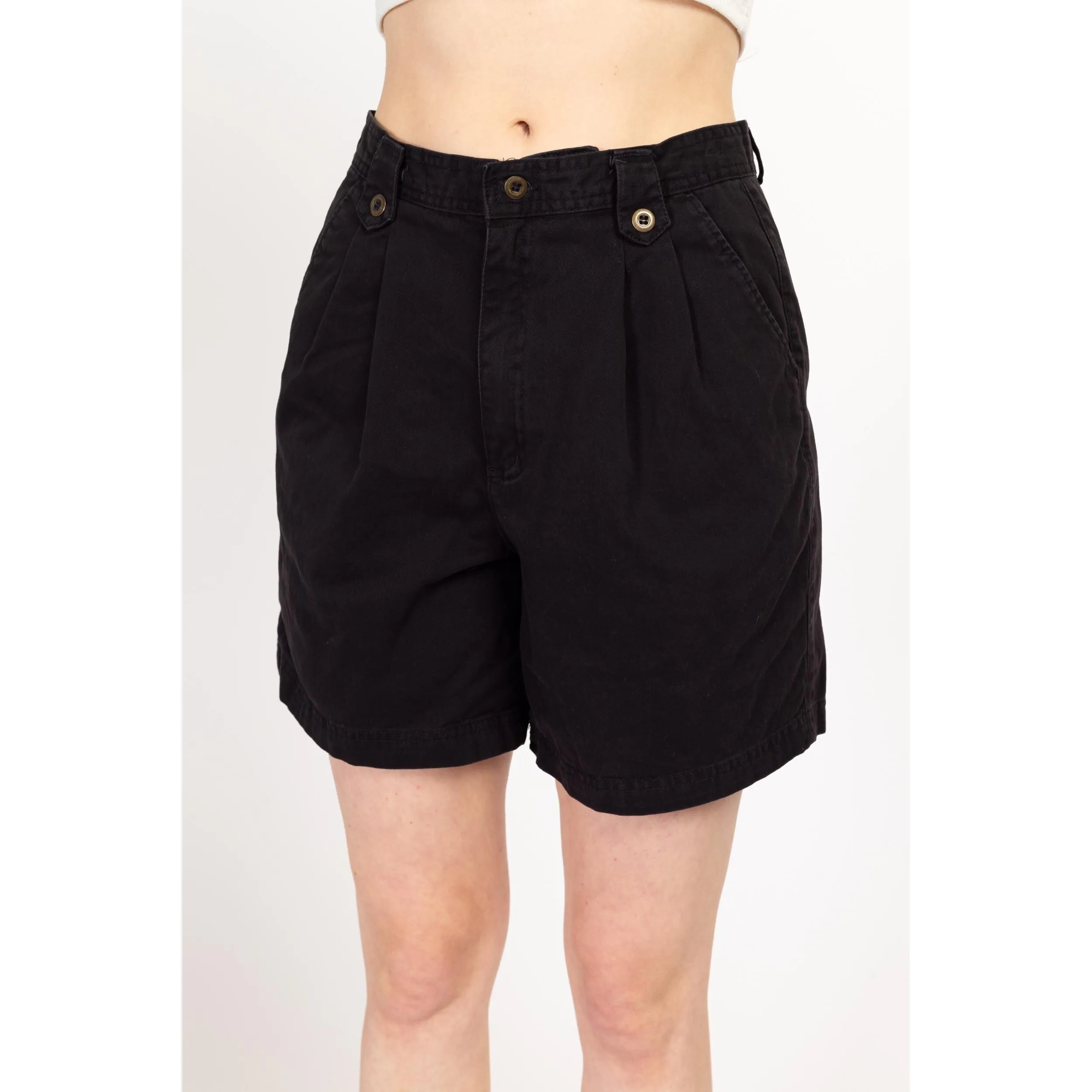 Medium 90s High Waisted Black Cotton Shorts 28"