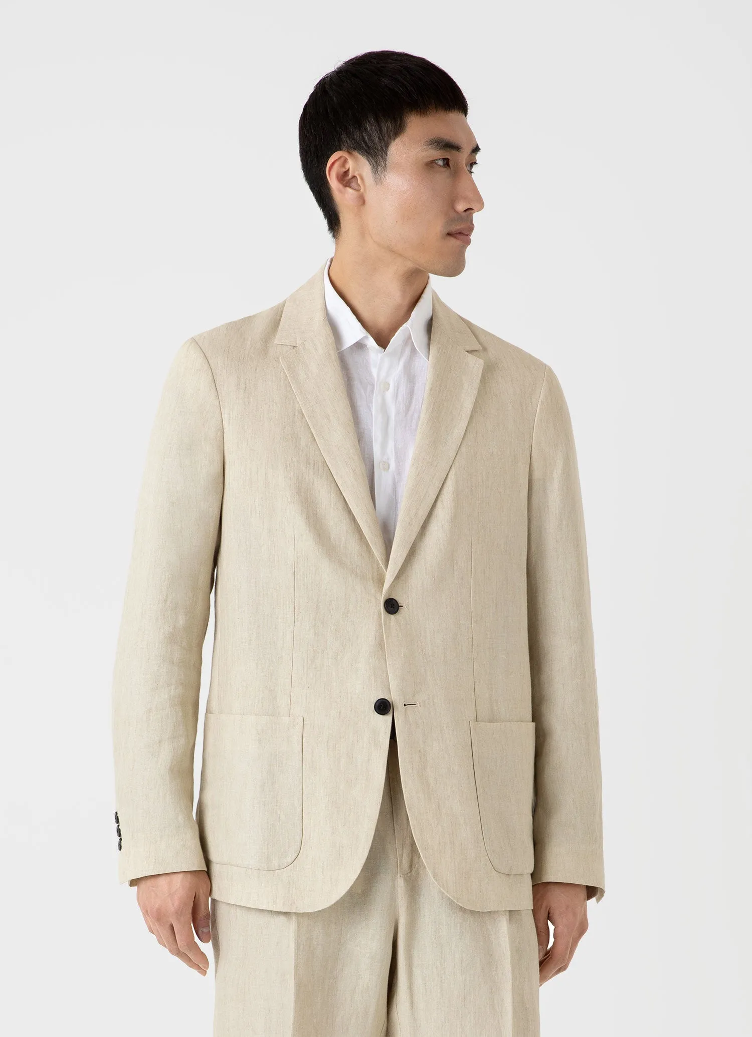 Men's Linen Two-Piece Suit in Light Sand