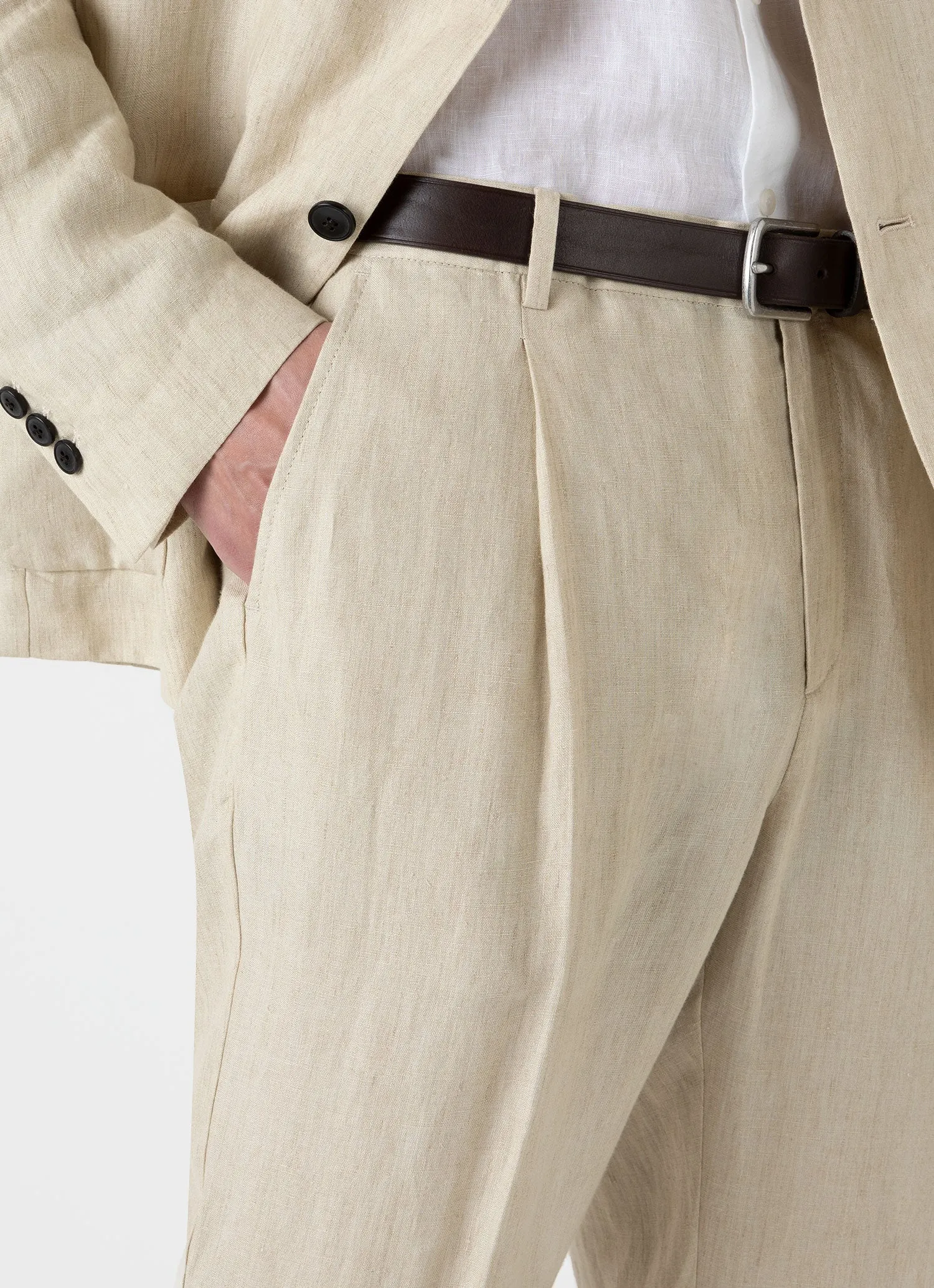 Men's Linen Two-Piece Suit in Light Sand