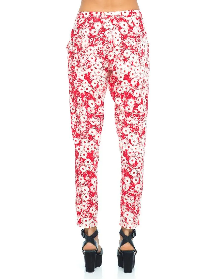 Motel Logan Peg Leg Trouser in Xerox Daisy Red