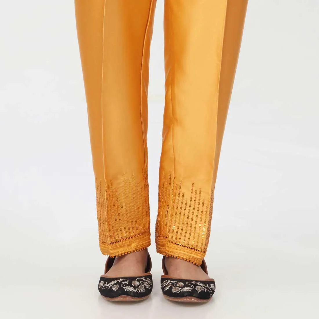 Mustard Embroidered Shamoz Silk Trouser PW3693