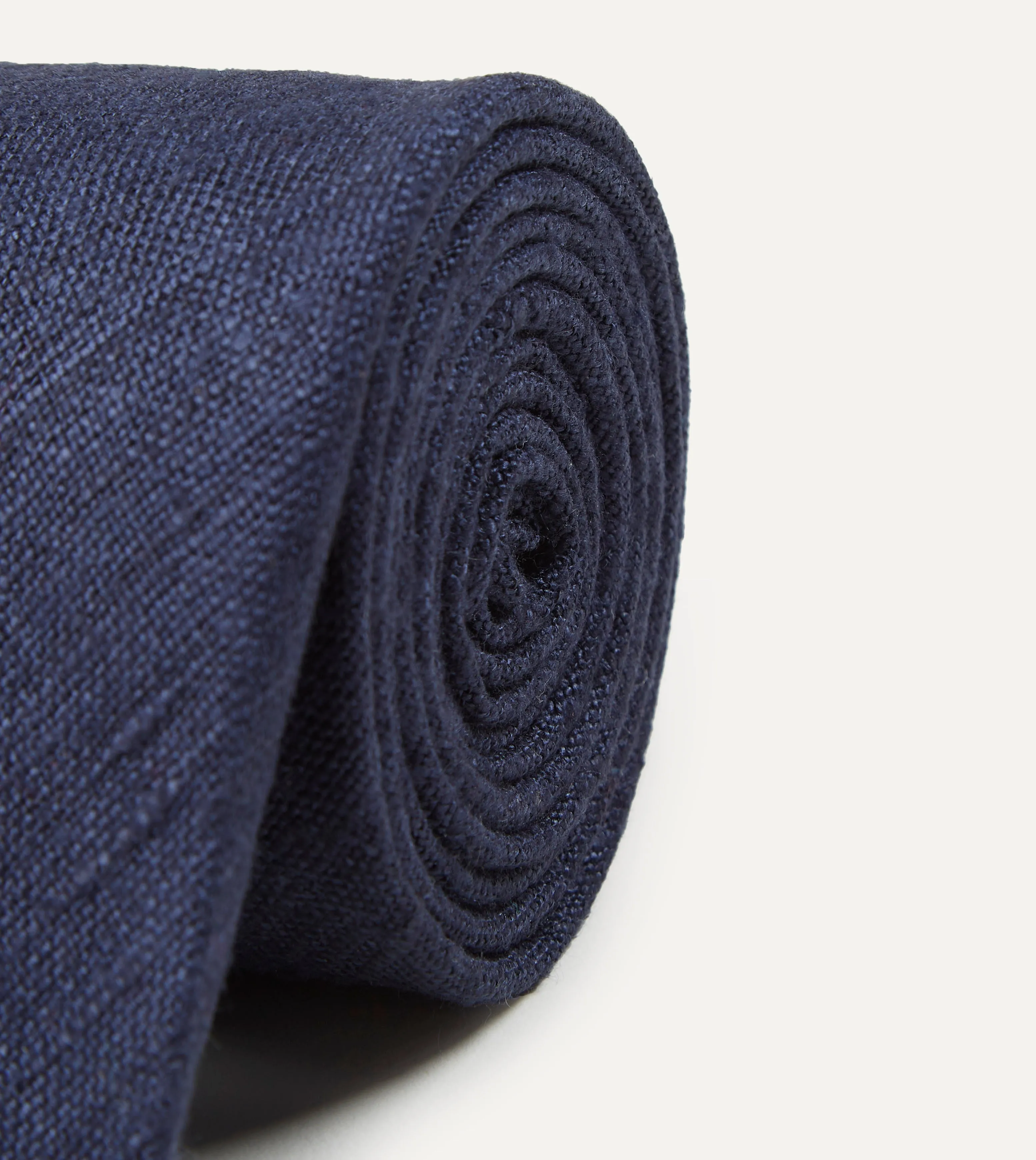 Navy Tussah Hand Rolled Silk Tie