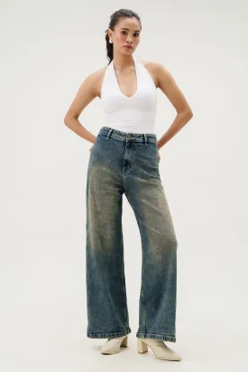 Old Soul Blue Retro Flare Stretch Jeans