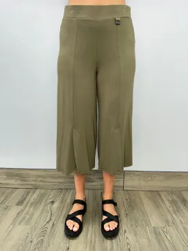 Olive Capri Wide Leg ITY with Pockets