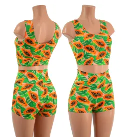 Papaya Print High Waist Shorts OR Top READY to SHIP