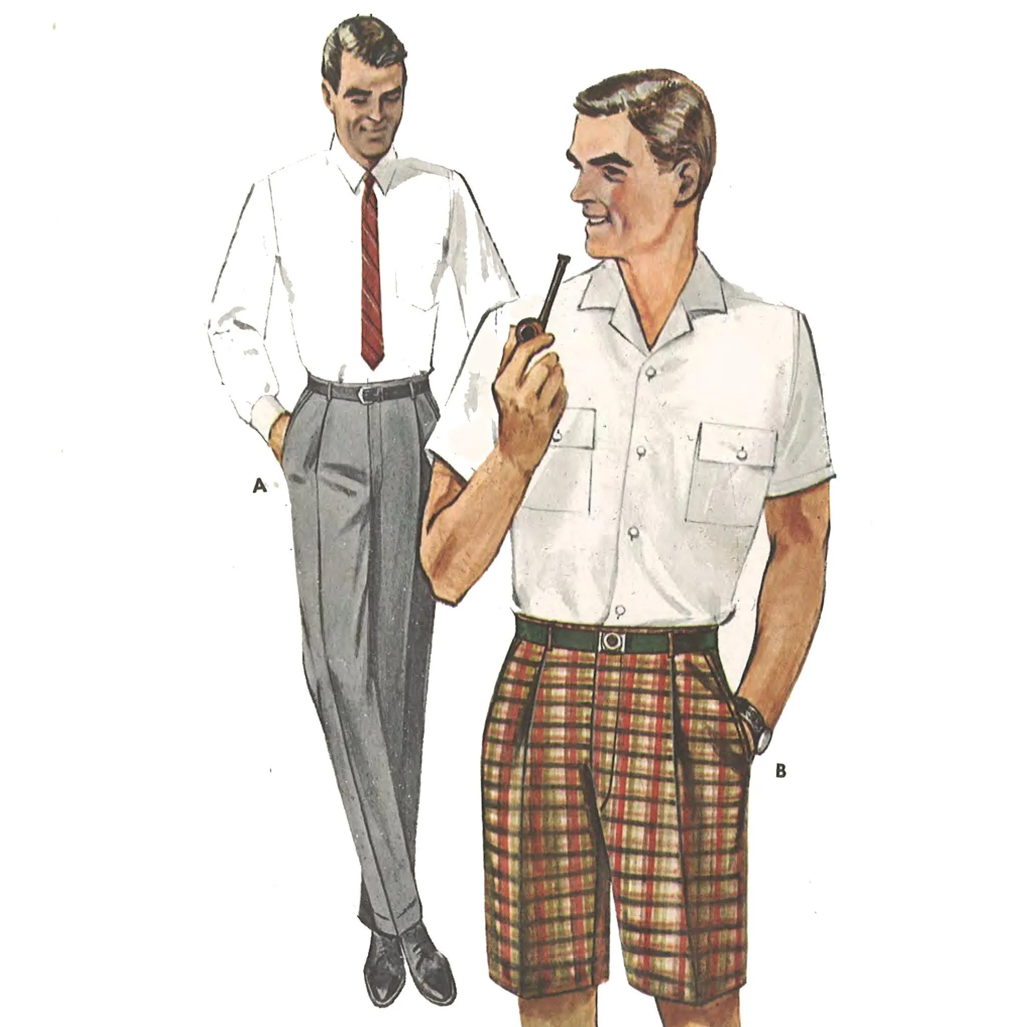 PDF - 1950s Pattern, Men's Trousers and Bermuda Shorts - Multi-sizes - Download