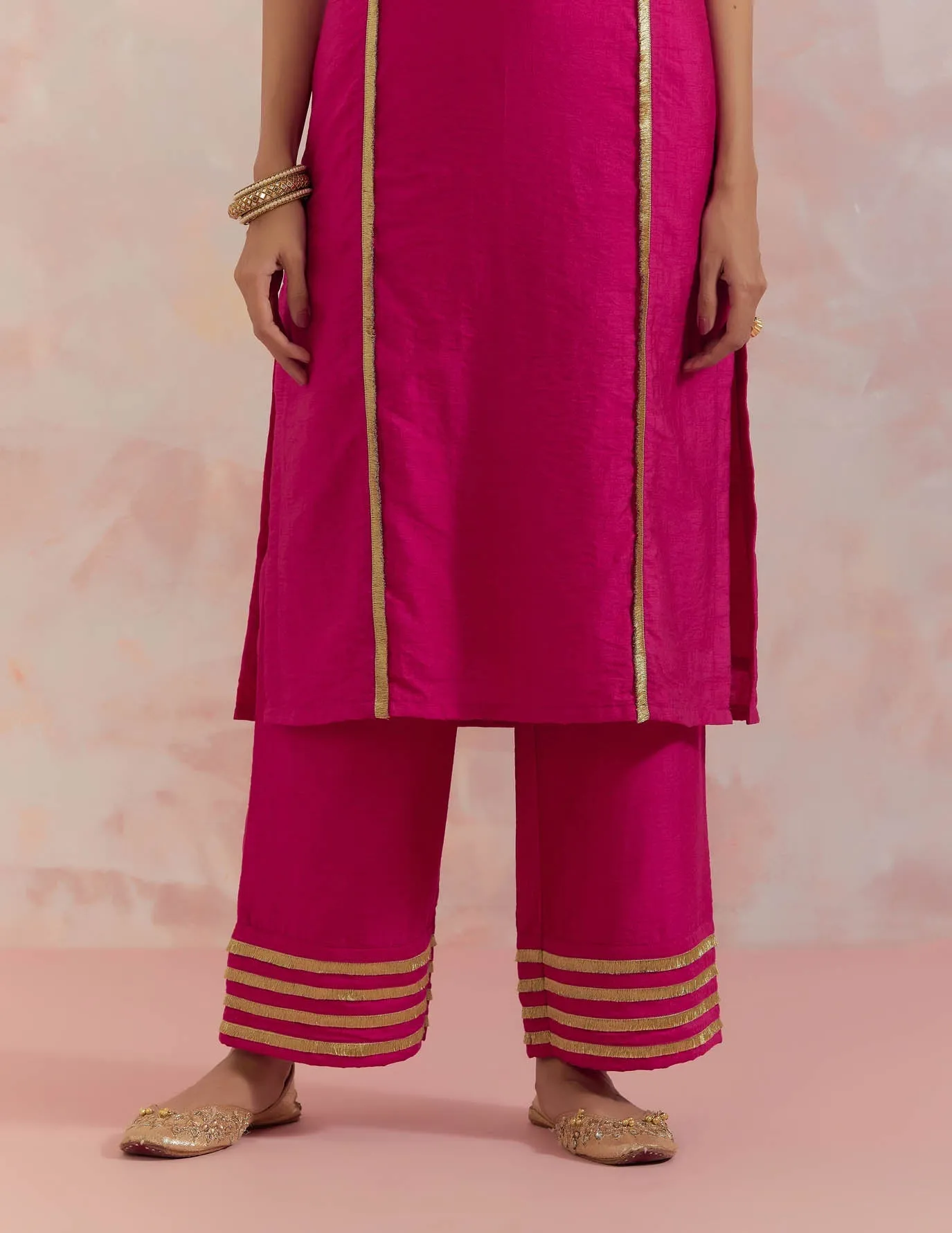 Pink Rukbat Kurta With Pant (Set Of 2)