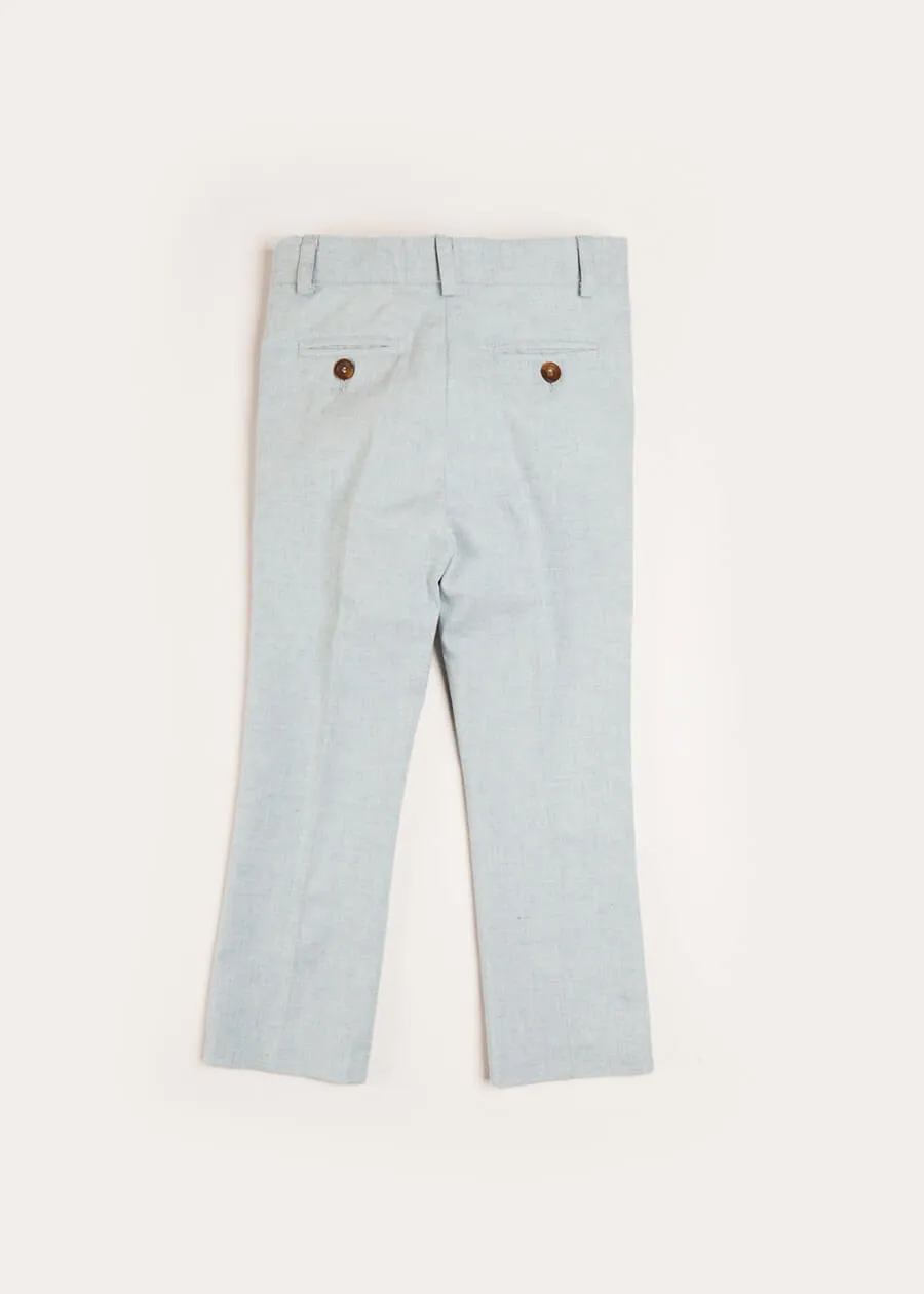 Plain Light Linen Suit Trousers in Blue (4-10yrs)