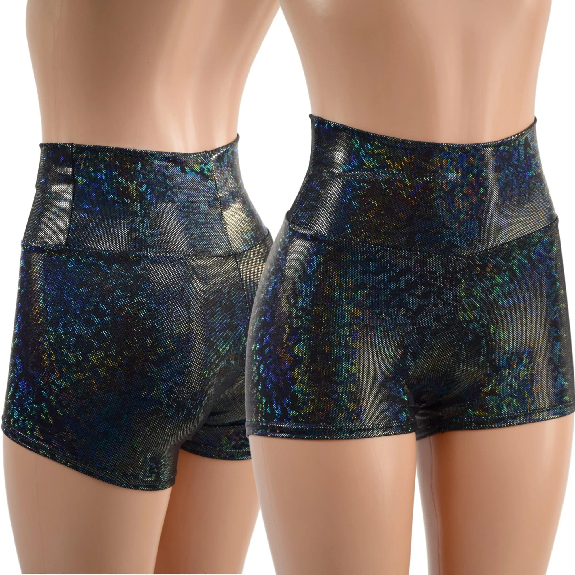 Ready To Ship Black Kaleidoscope High Waist Shorts