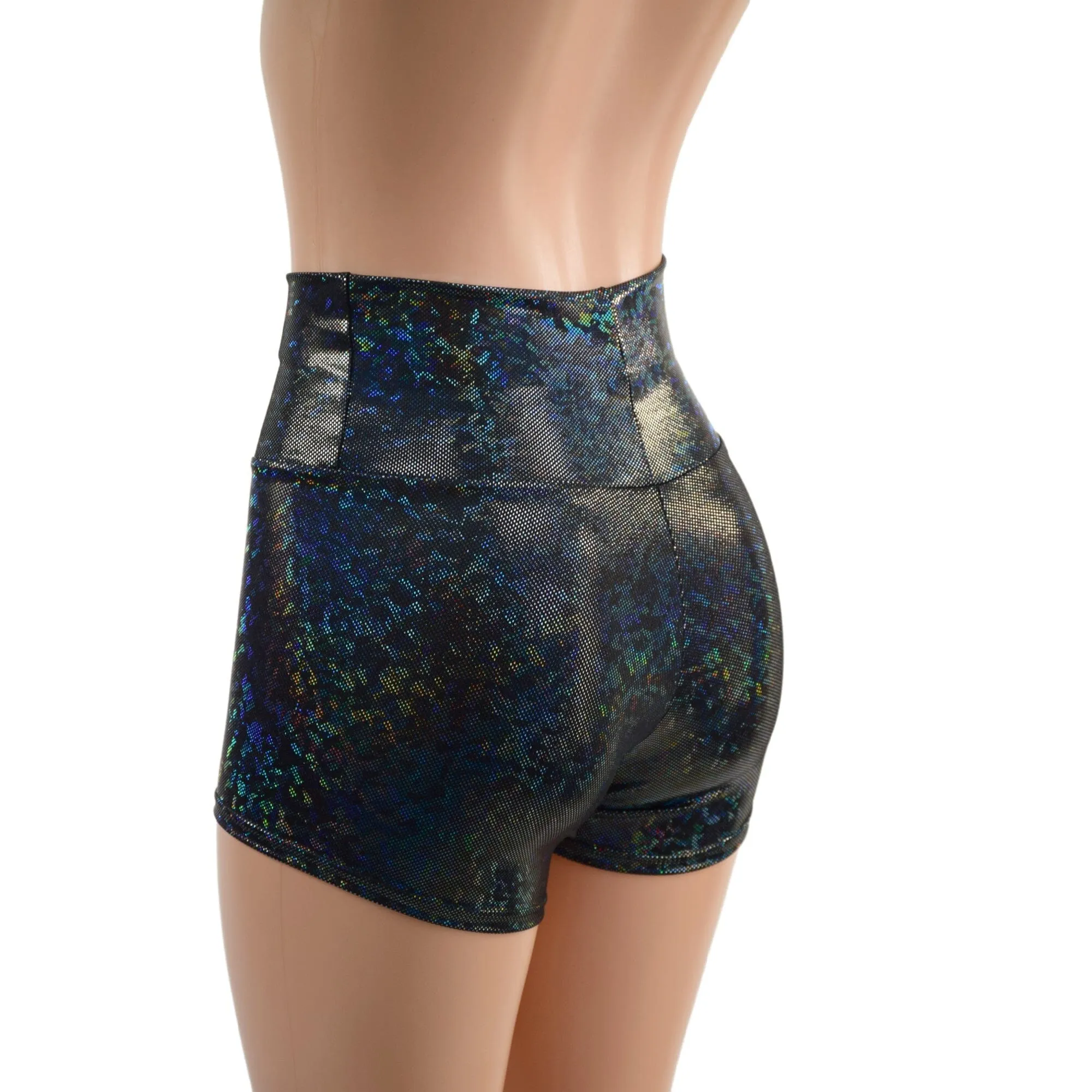 Ready To Ship Black Kaleidoscope High Waist Shorts