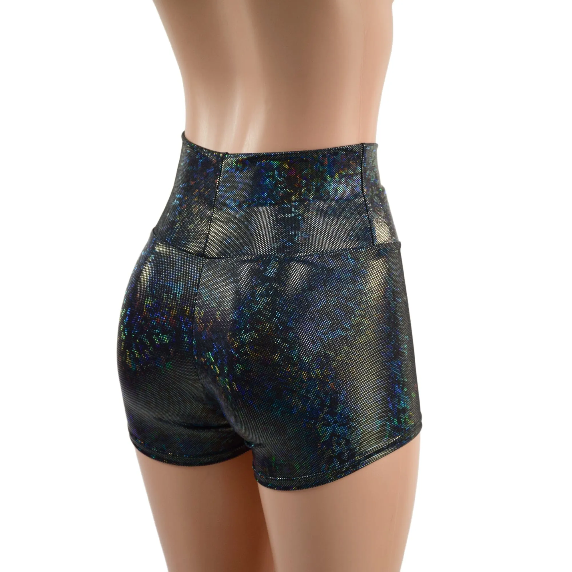 Ready To Ship Black Kaleidoscope High Waist Shorts