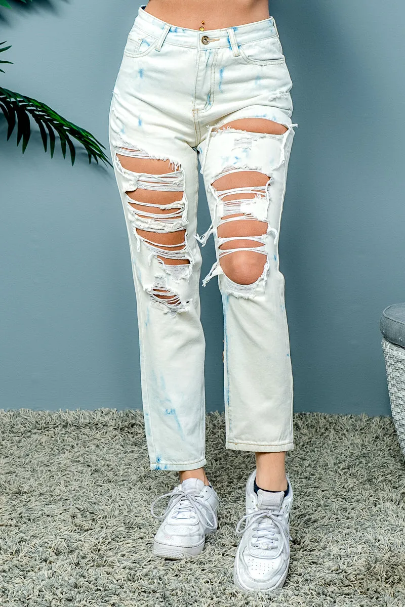 Relaxed Fit High Waist Distressed Denim "Mom Jeans"* (SP11512)